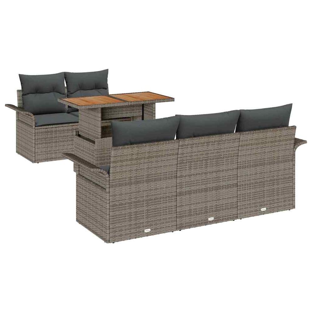 Ensemble de canapé de jardin 6 pc gris poly rotin