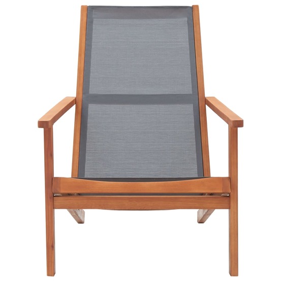 Chaise de jardin gris bois d'eucalyptus solide et textilène