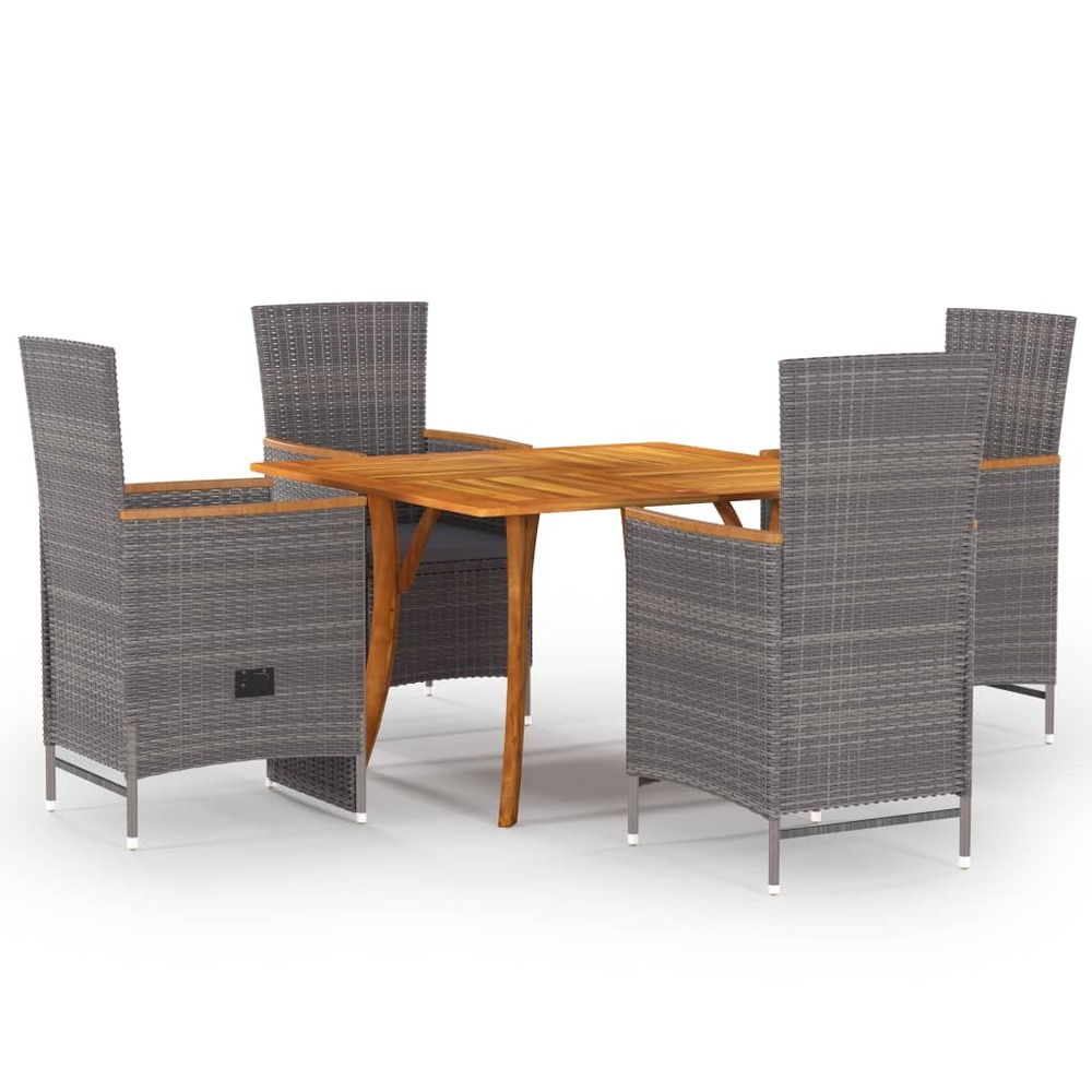 Ensemble de salle à manger de jardin 5 pcs gris