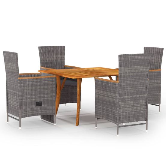 Ensemble de salle à manger de jardin 5 pcs gris