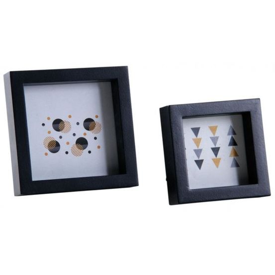 Cadre photo carré en bois noir (lot de 2)