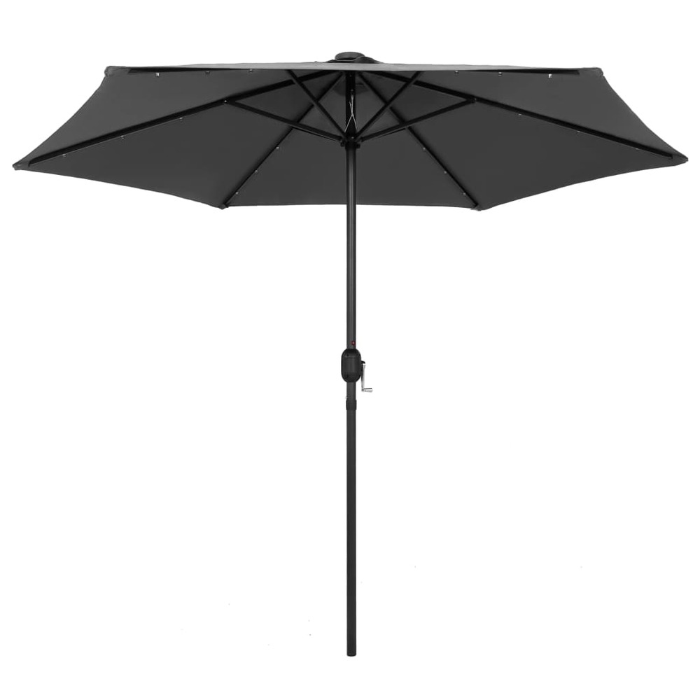 Parasol de jardin et lumières led mât en aluminium anthracite