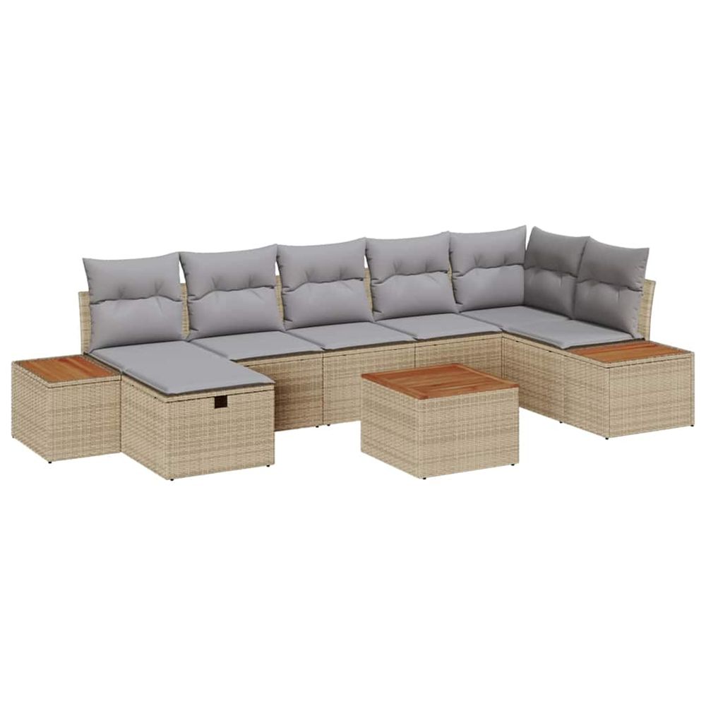 Ensemble de canapé de jardin 8 pc beige polyrotin