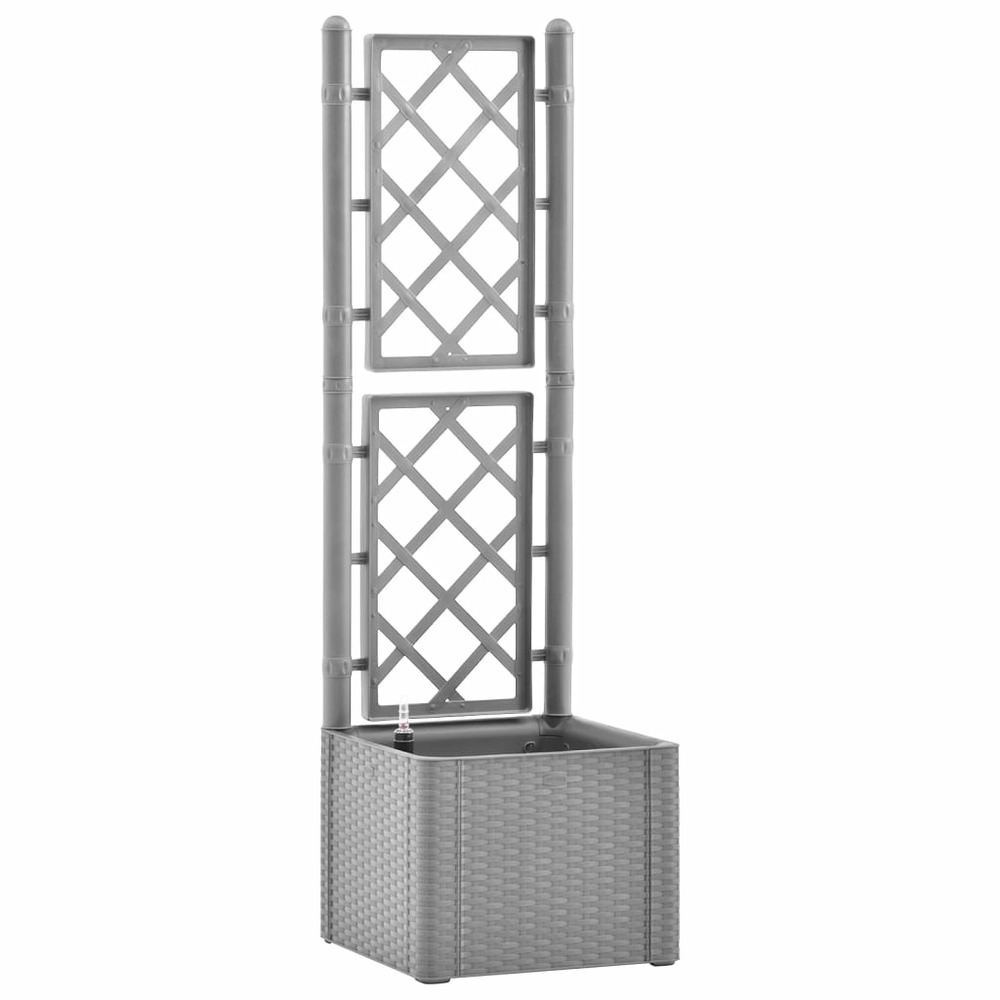 Jardinière bac lit surélevé plantes fleurs terrasse jardin de jardin et treillis et système d'arrosage gris
