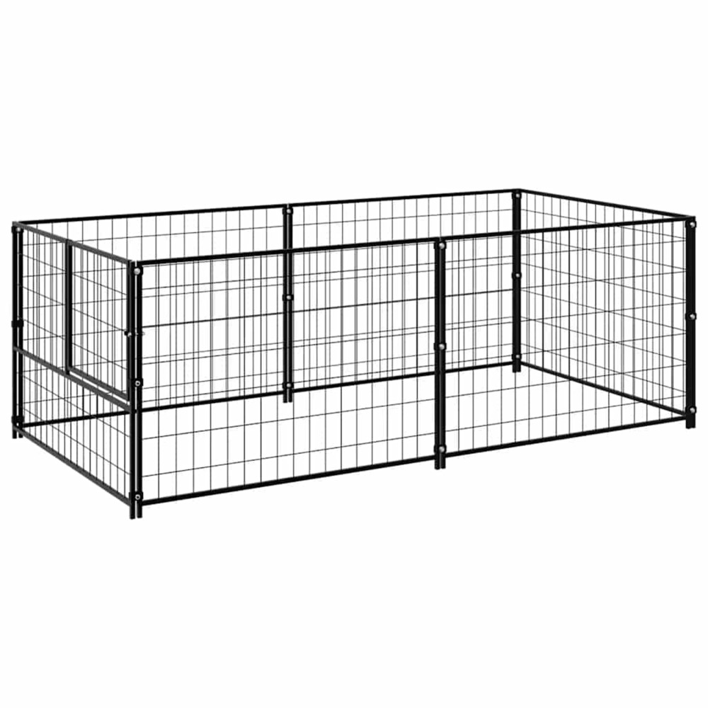 Chenil noir 200x100x70 cm acier