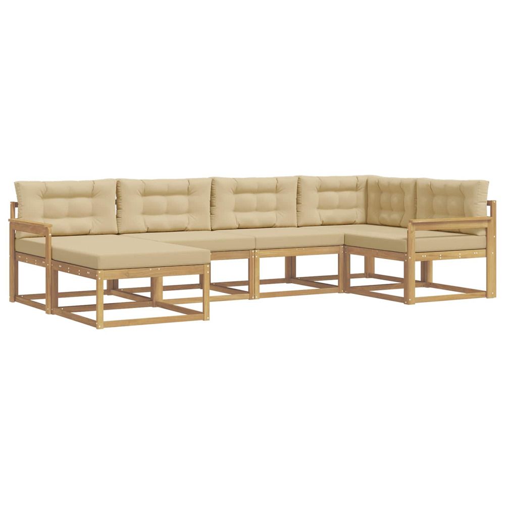 Ensemble de canapés d'extérieur 5 pc blanc et beige polyester