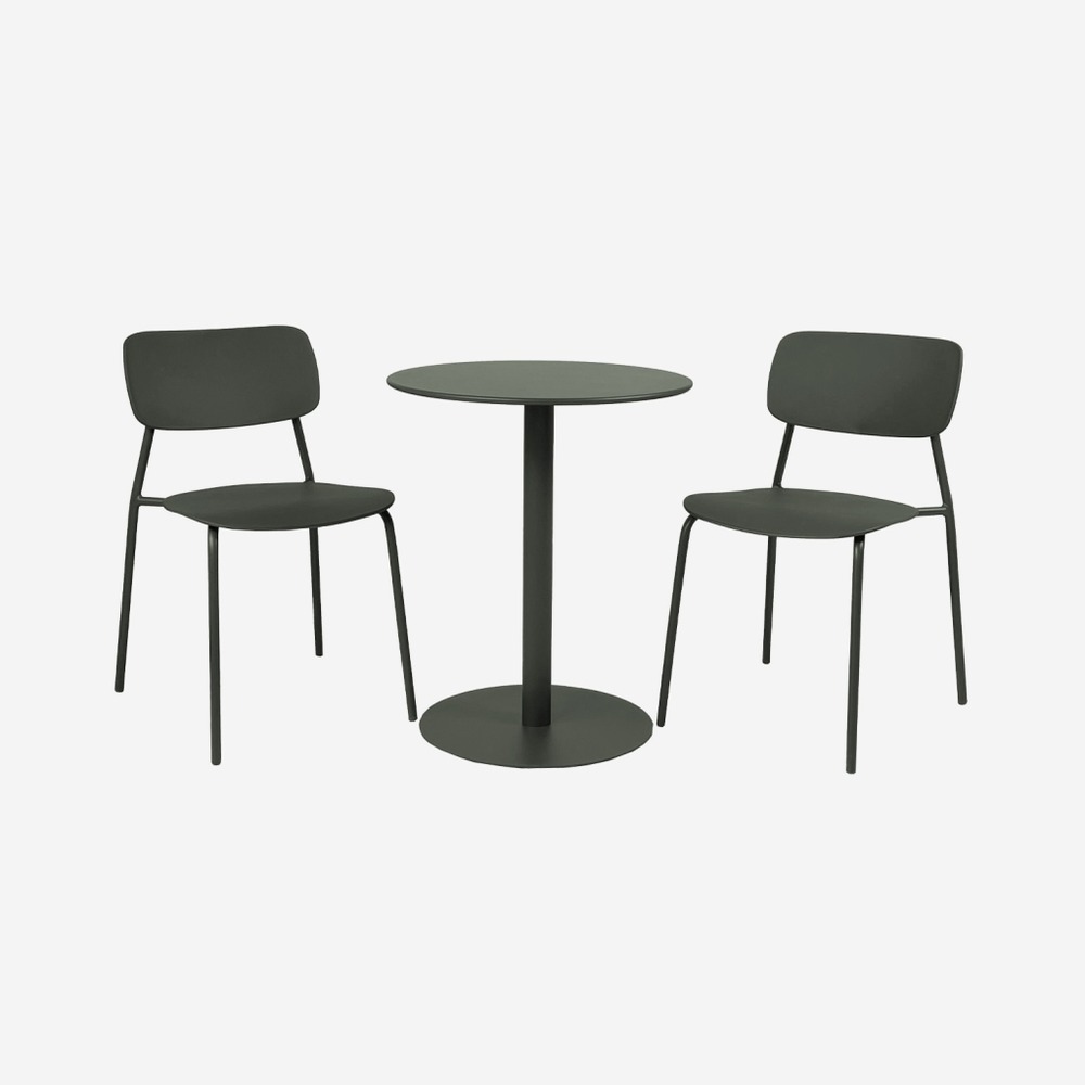 Table de jardin bistrot ronde acier + 2 assises - ø60cm - orea + liva