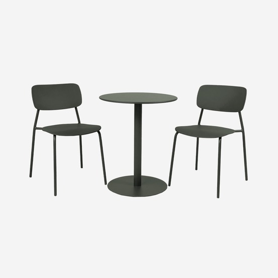 Table de jardin bistrot ronde acier + 2 assises - ø60cm - orea + liva