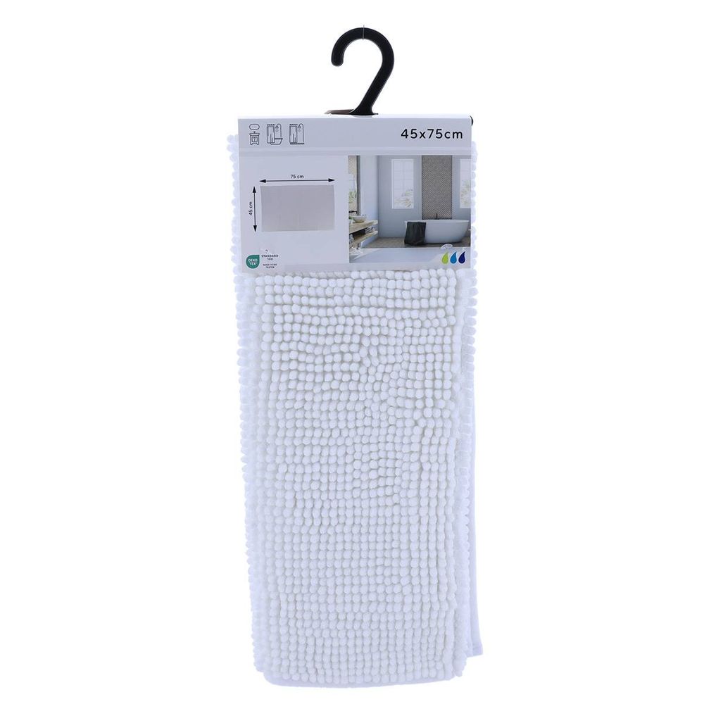 Tapis microfibre boules uni 45x75cm - blanc