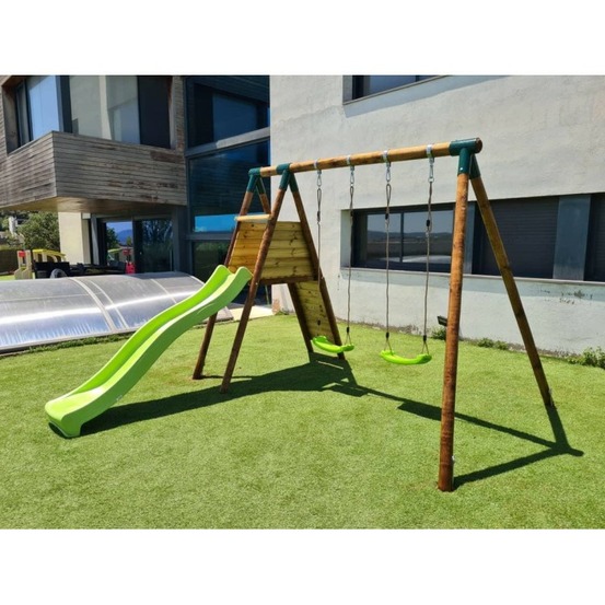 Aire de jeux masgames mauna loa l (bois rond) mur d'escalade avec 5 prises