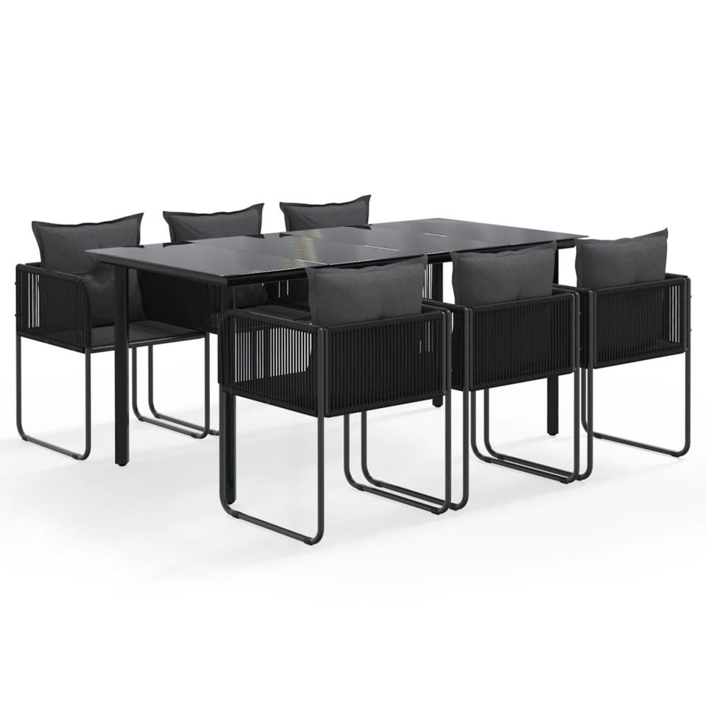 Ensemble à manger de jardin 7 pcs noir