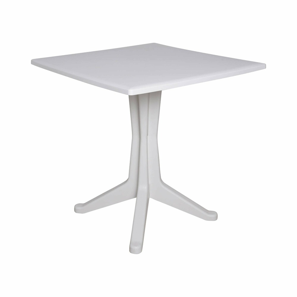 Table d'extérieur agostini, étagère carrée fixe, table de jardin polyvalente, 100% made in italy, 70x70h72 cm, blanc