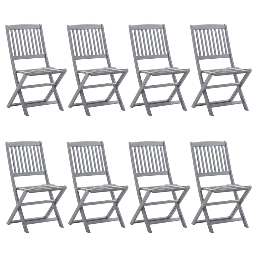 Chaises pliables d'extérieur lot de 8 et coussins bois d'acacia