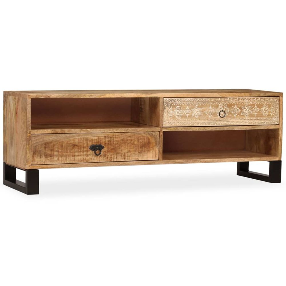 Meuble tv bois massif de manguier 120 x 30 x 40 cm