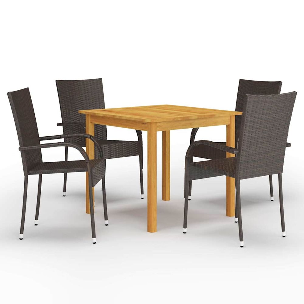 Ensemble à manger de jardin 5 pcs marron