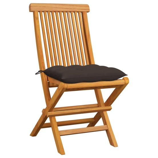 Chaises de jardin et coussins taupe lot de 6 bois teck massif