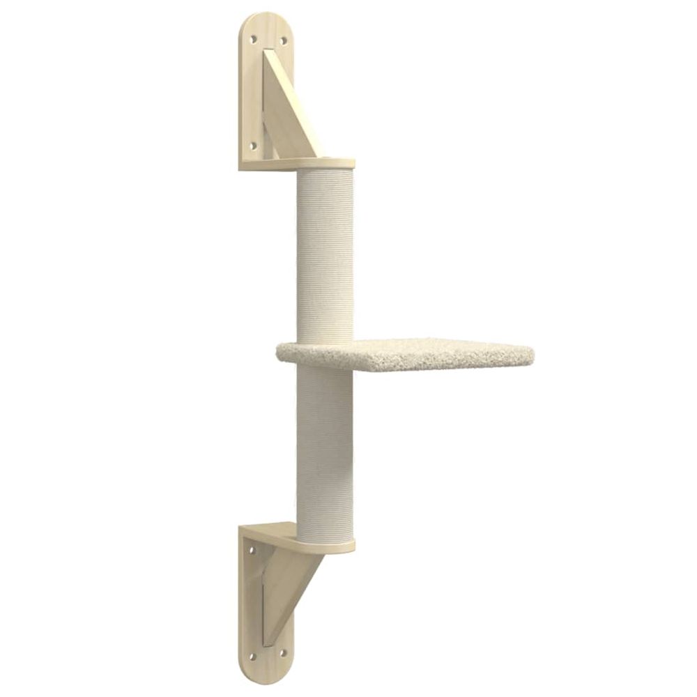 Arbre à chat meuble tour grimper jouet grattage grattoir escalade plateforme mural avec griffoir 85,5 cm crème