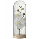 Boule en verre décoration fleurs led en verre blanc 9x9x27 cm