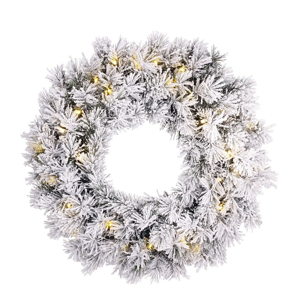 Black box trees dinsmore couronne de noël avec éclairage led - ø60 cm - vert givre