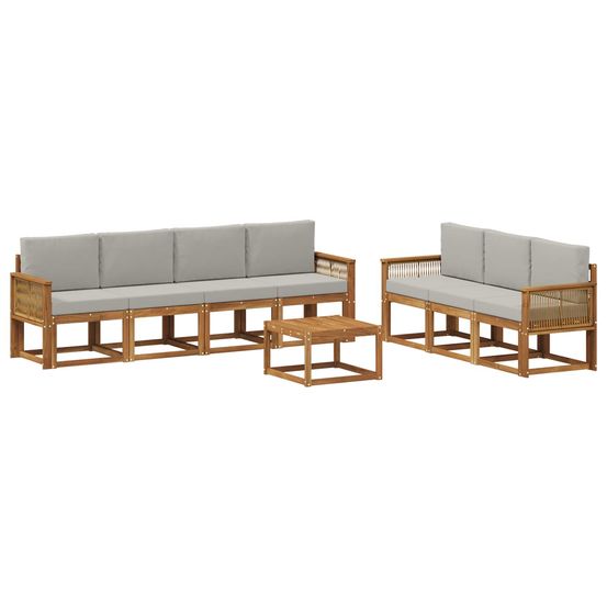 Ensemble de canapés d'extérieur 8 pc naturel et gris clair