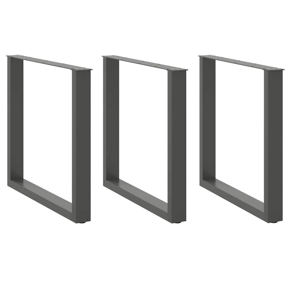 Pieds de table à manger en u 3 pièces anthracite 90 x (72-73) cm acier