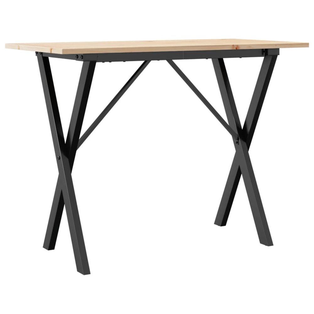 Table à manger cadre en x 100x50x75 cm bois de pin massif acier