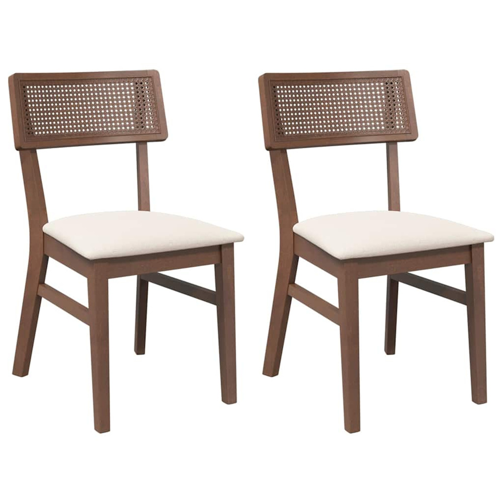 Chaises à manger coussins 2 pcs marron bois massif caoutchouc