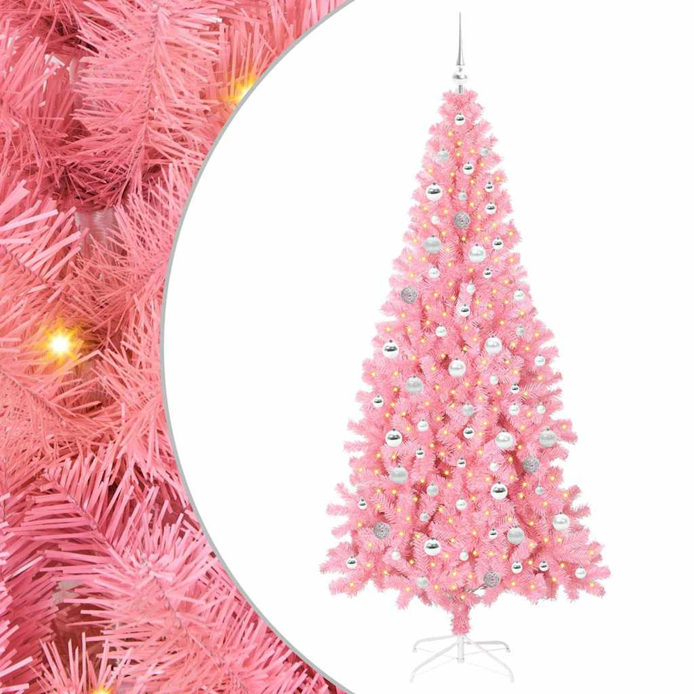 Sapin de noël avec 300 led avec support rose 210 cm pvc