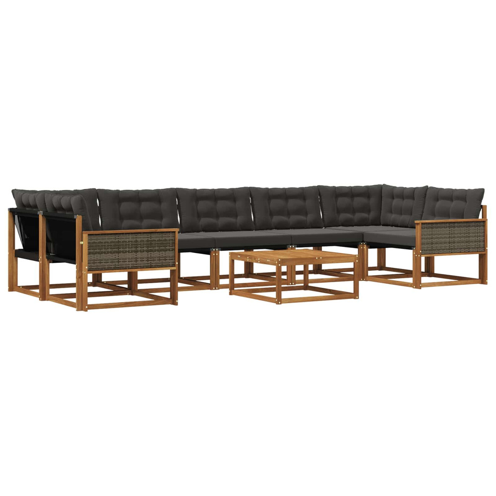 Ensemble de canapés d'extérieur 8 pcs naturel et noir
