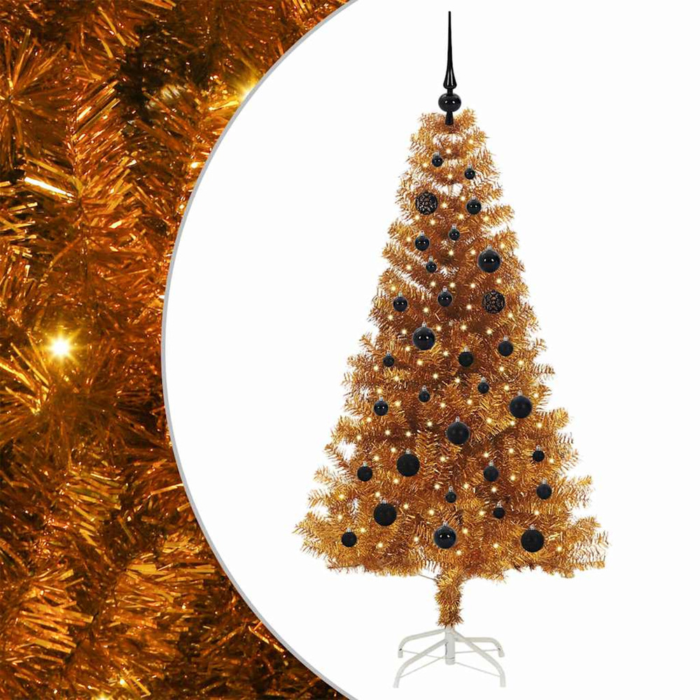 Sapin de noël avec 150 led avec support doré 150 cm pet