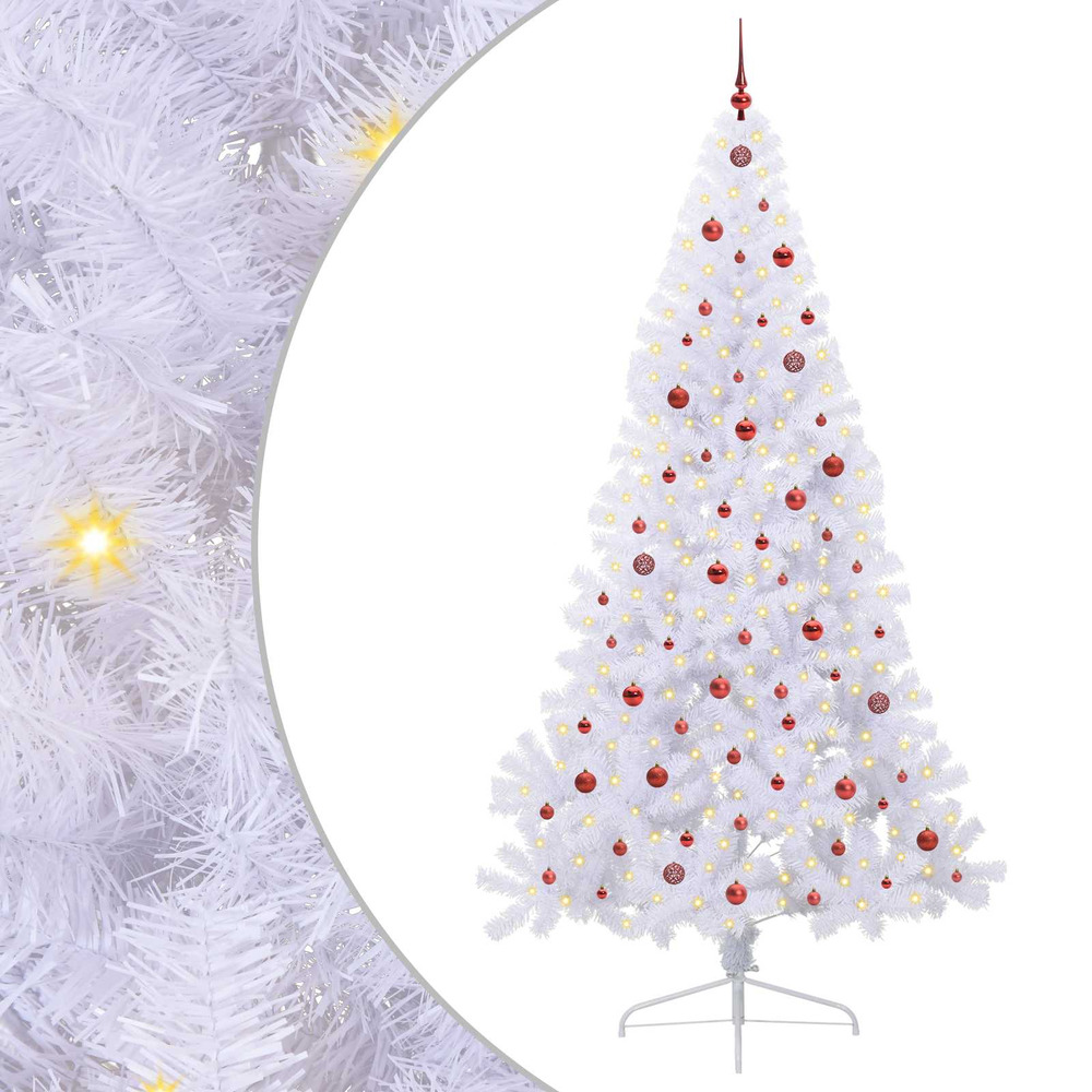Sapin de noël artificiel avec 300 led blanc 240 cm pvc et acier