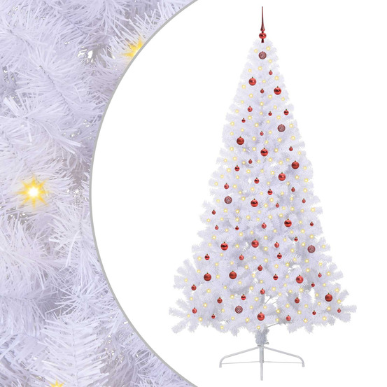 Sapin de noël artificiel avec 300 led blanc 240 cm pvc et acier