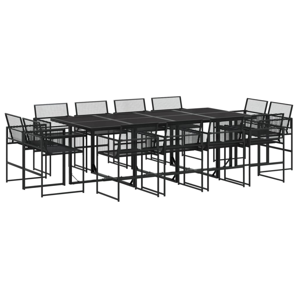 Ensemble à manger de jardin 13 pcs noir résine tressée