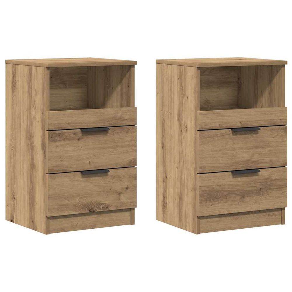 Bedside cabinet 2 pc chêne artisanal medium engineered wood