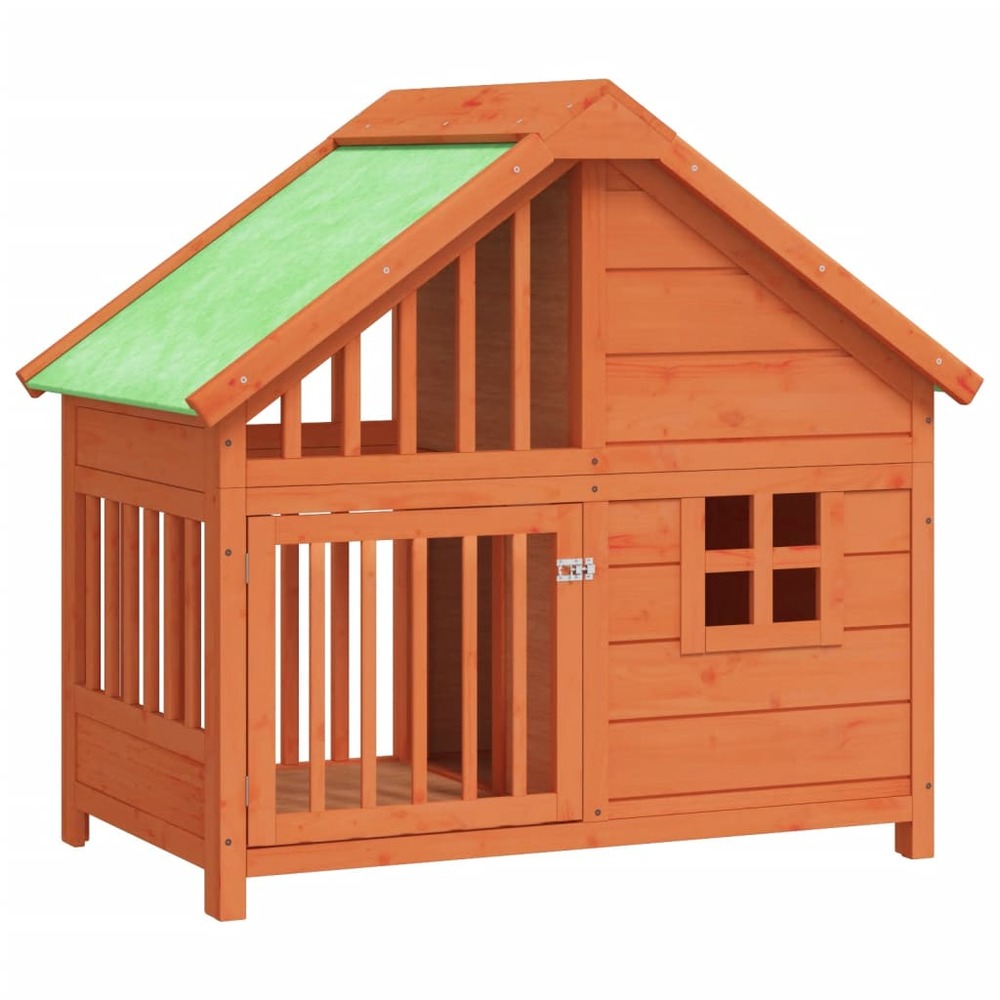 Chenil cage enclos pac animaux 96 x 60,5 x 87 cm bois de pin solide marron
