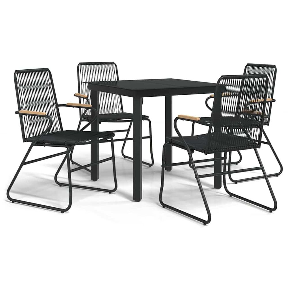 Ensemble à manger de jardin 5 pcs noir rotin pvc