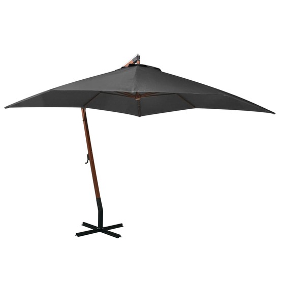 Parasol de jardin suspendu avec mât anthracite bois de sapin