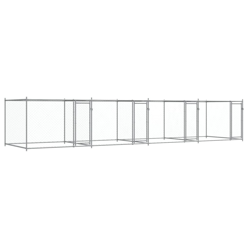 Cage pour chien avec portes gris 8x2x1,5 m acier galvanisé