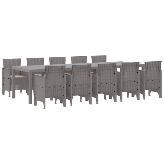Ensemble de salle à manger pour jardin 11 pcs gris clair