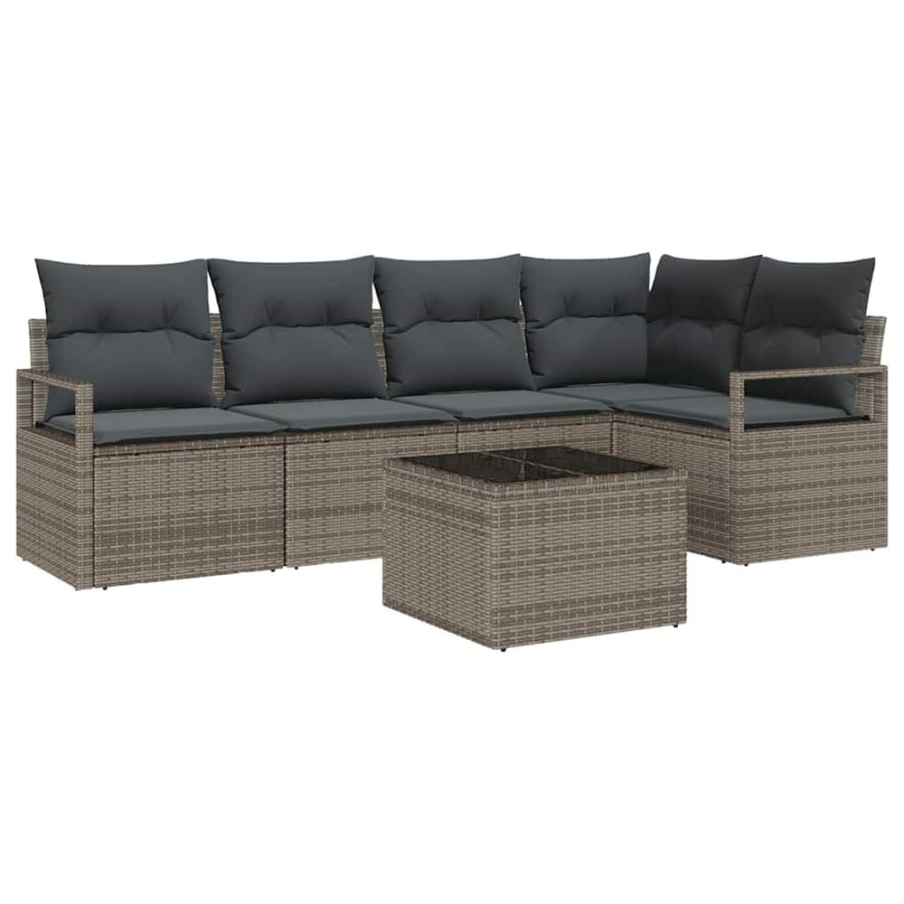 Ensemble de canapé de jardin 6 pc gris clair polyrotin