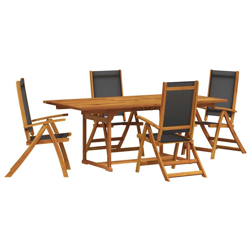 Ensemble à manger de jardin 5pcs bois d'acacia solide textilène