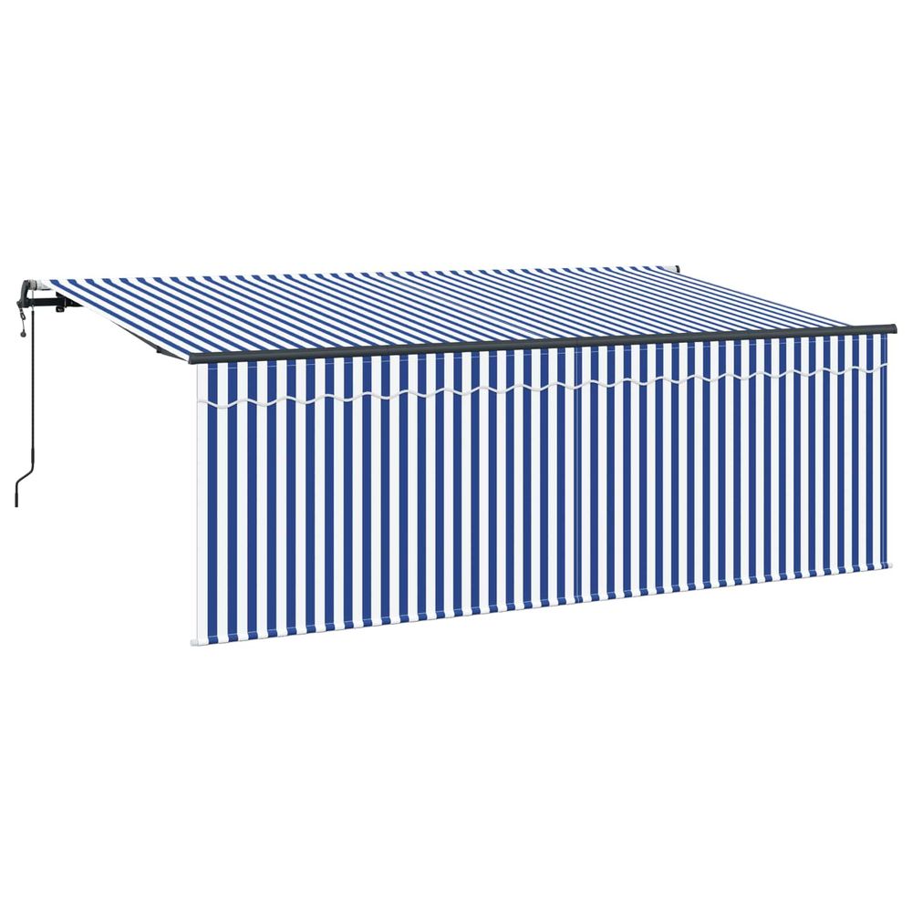 Auvent rétractable bleu et blanc 350 x 200 cm