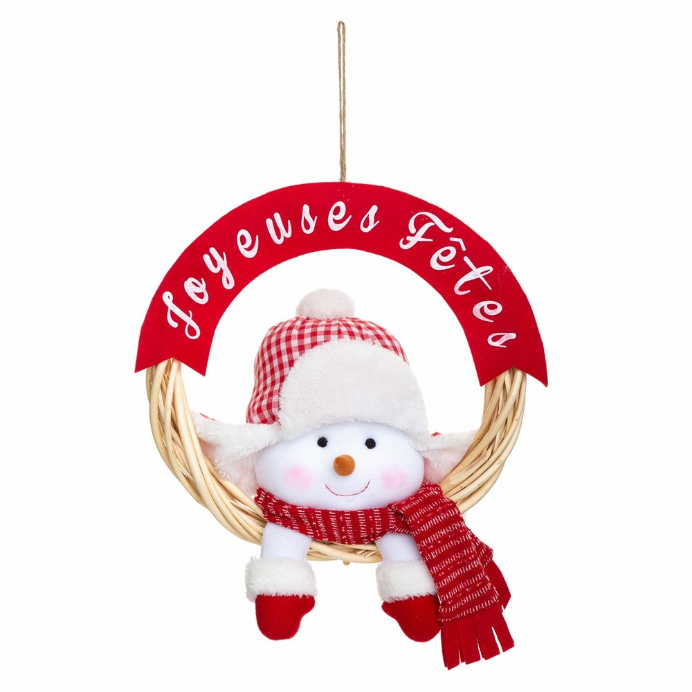 Couronne de noël joyeuses fêtes et sa peluche d 33 cm