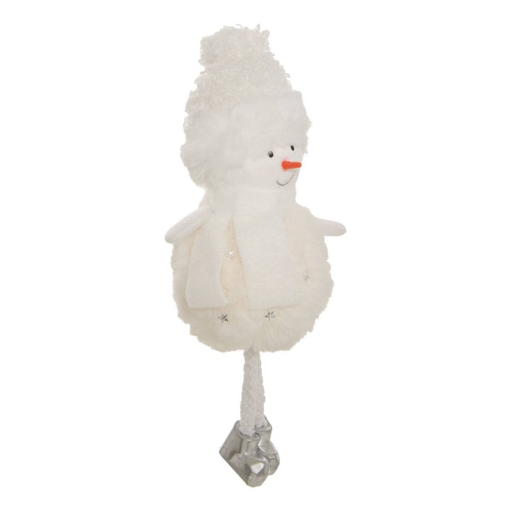 Suspension de sapin personnage à fourrure blanche en textile 16 cm