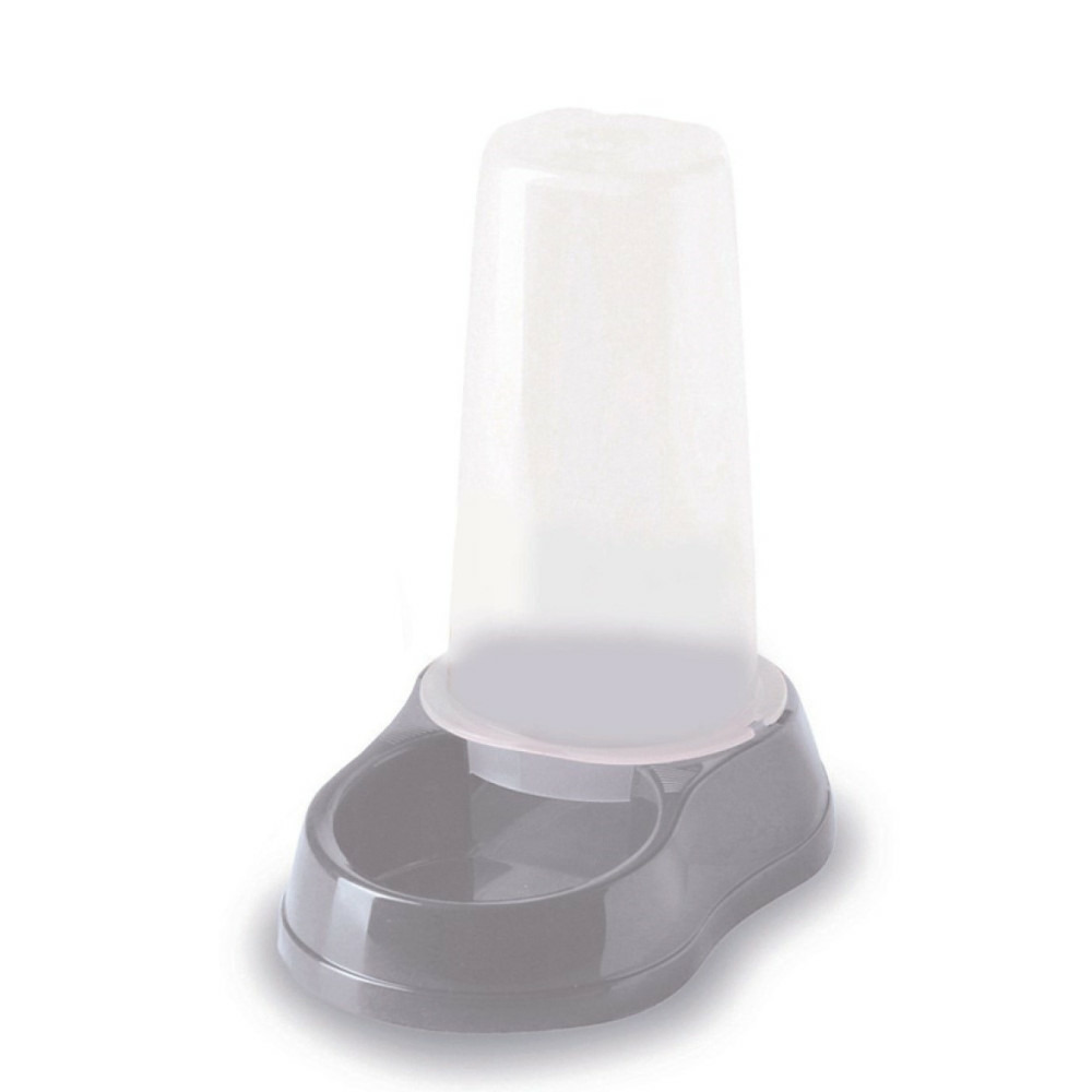 Distributeur mixte 650 ml, eau ou croquettes, gris en plastique, pour chien