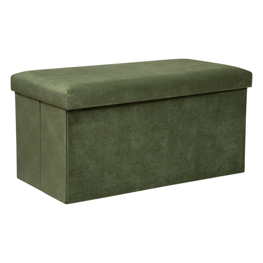 Pouf pliant et coffre de rangement en tissu vert kaki 76 x 38 cm