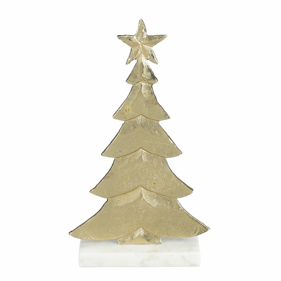 Mica decorations décoration de sapin de noël - l18 x l7 x h32 cm - aluminium, marbre - champagne
