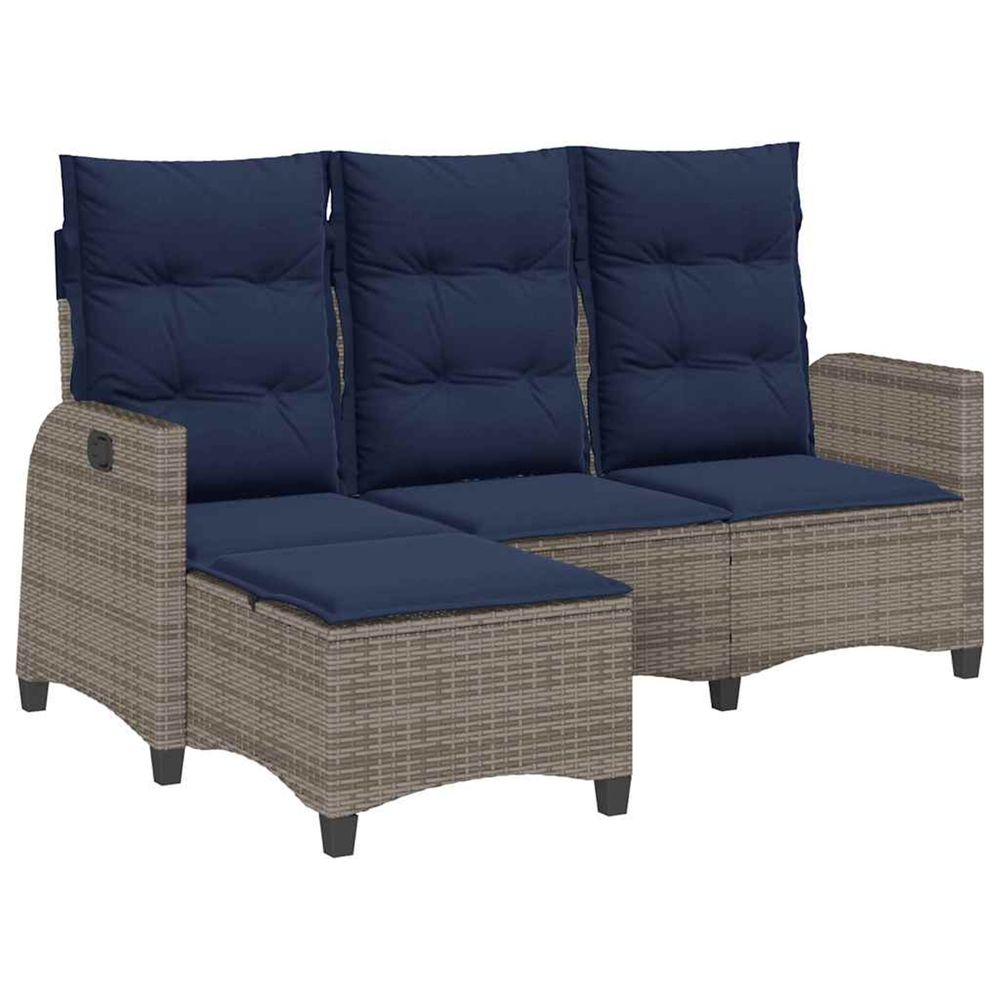 Canapé de jardin inclinable coussins forme de l gris polyrotin