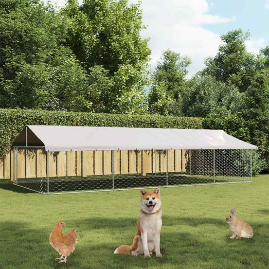 Chenil géant 6x3m acier galvanisé avec toit pour éleveur ou refuge