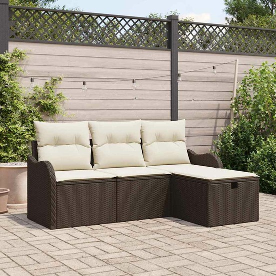 Ensemble de canapé de jardin 4 pcs marron poly rotin